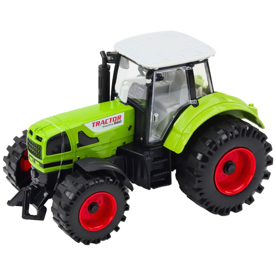 Traktor Z Przyczepką Napęd Frykcyjny Otwierana Maska Drzwi Zielony - obrazek 3
