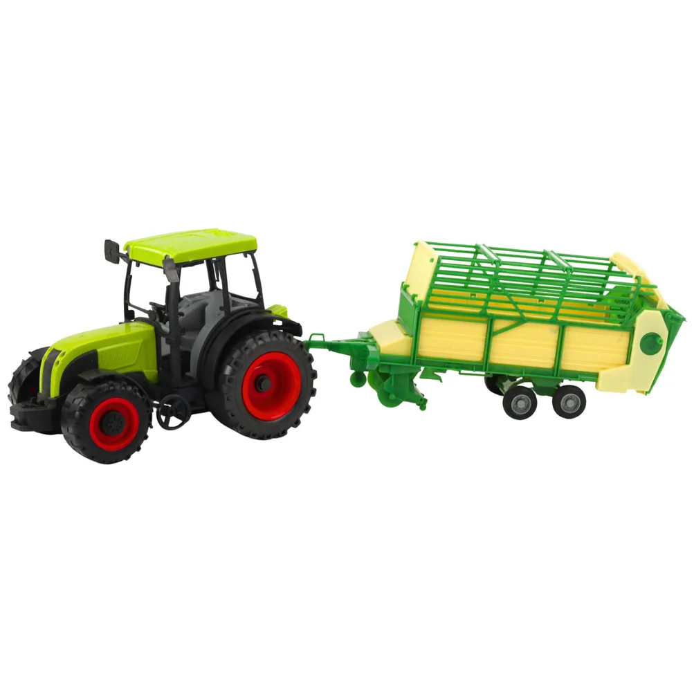 Traktor Rolniczy Farmerski Z Zielono-Żółtą Przyczepą Zielony 50cm - obrazek 2