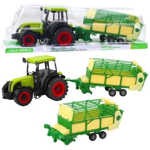Traktor Rolniczy Farmerski Z Zielono-Żółtą Przyczepą Zielony 50cm