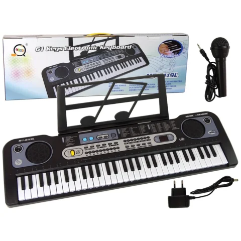 Keyboard z Mikrofonem Instrument Muzyczny Dla Dzieci Czarny