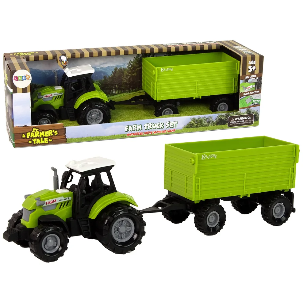 Traktor Rolniczy z Przyczepą Światłą Dźwięki Zielony