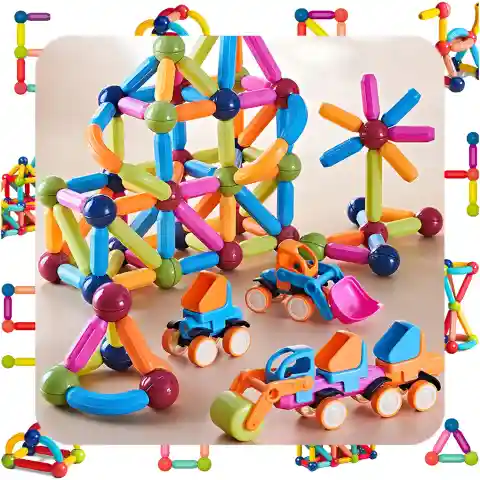 KLOCKI MAGNETYCZNE Konstrukcyjne 128el Patyczki Sticks Edukacyjne + Kuferek Nazwa: Patyczki