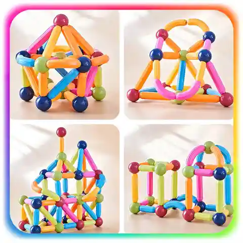 KLOCKI MAGNETYCZNE Konstrukcyjne 128el Patyczki Sticks Edukacyjne + Kuferek Kod producenta: 6546