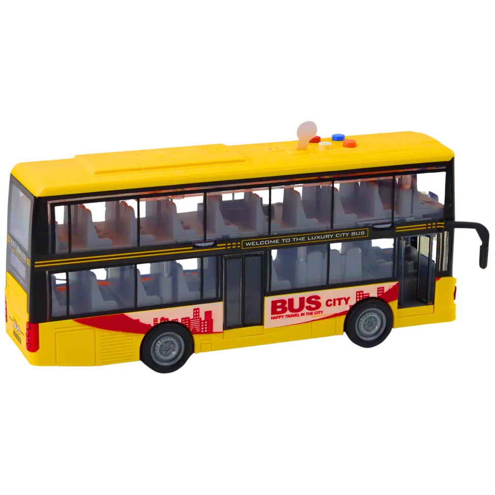 Autobus Piętrowy 1:16 Światła Dźwięki Napęd Frykcyjny Żółty - obrazek 3