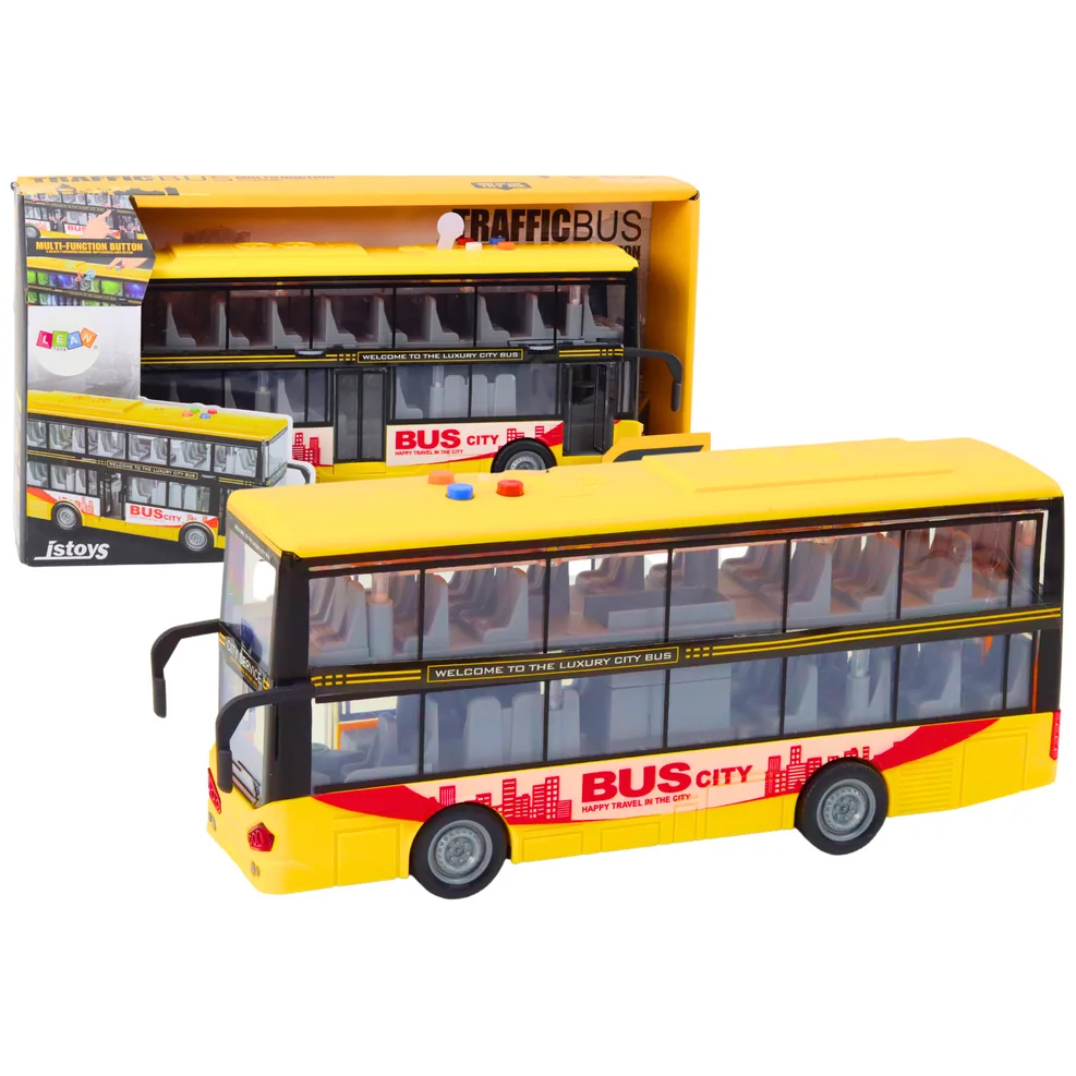 Autobus Piętrowy 1:16 Światła Dźwięki Napęd Frykcyjny Żółty