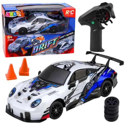 Auto Do Driftu Zdalnie Sterowane RC Wymienne Koła 4WD Niebieskie 1:24