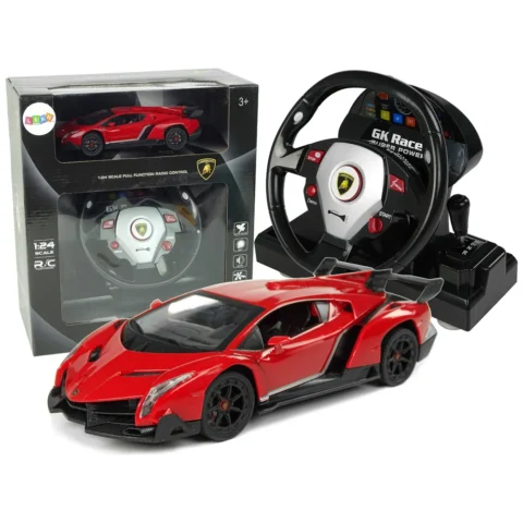 Auto Zdalnie Sterowane RC Lamborghini Veneno Z Kierownicą Czerwone 1:24