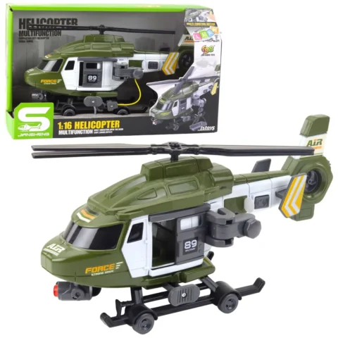 Helikopter Wojskowy Militarny Hak Nosze Światła Dźwięki Khaki 1:16