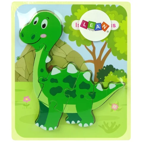 Drewniane Puzzle Dinozaur Isanosaurus Tyranosaurus Zielony