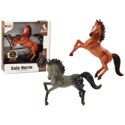 Figurka Konia Brązowy Szary Koń Stojący Stajnia Farma Cute Horse