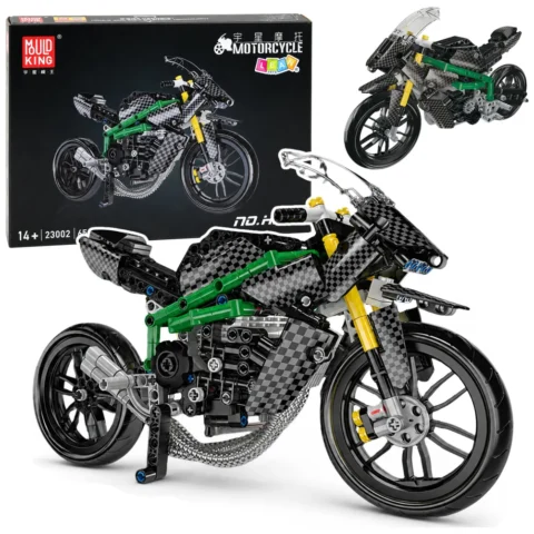 Klocki Konstrukcyjne Motocykl Wyścigowy Sportowy Czarny 656 el.