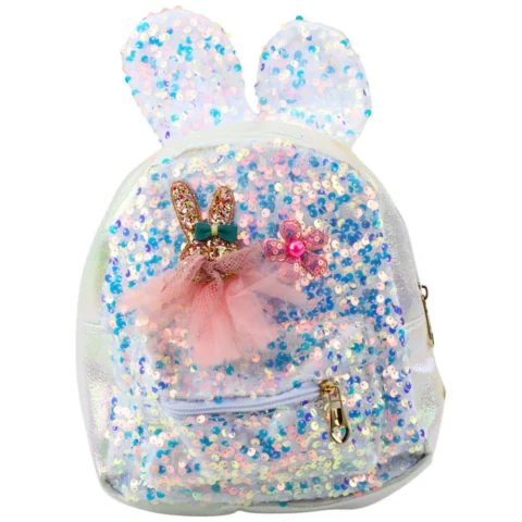 Plecak Dziecięcy Cekiny Uszy Królika Biały 22cm 4.4L