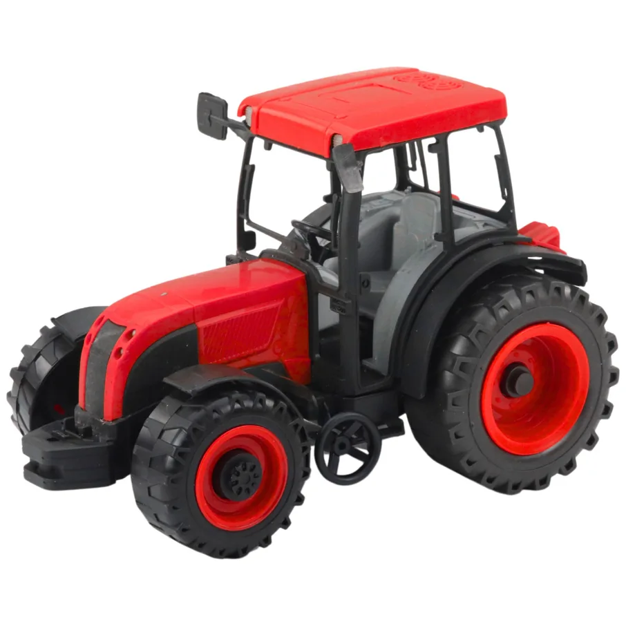 Traktor Rolniczy Farmerski Z Zielono-Żółtą Przyczepą Czerwony 50cm - obrazek 3