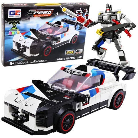 Klocki Konstrukcyjne Samochód Sportowy Robot 2W1 Biały 320 el.