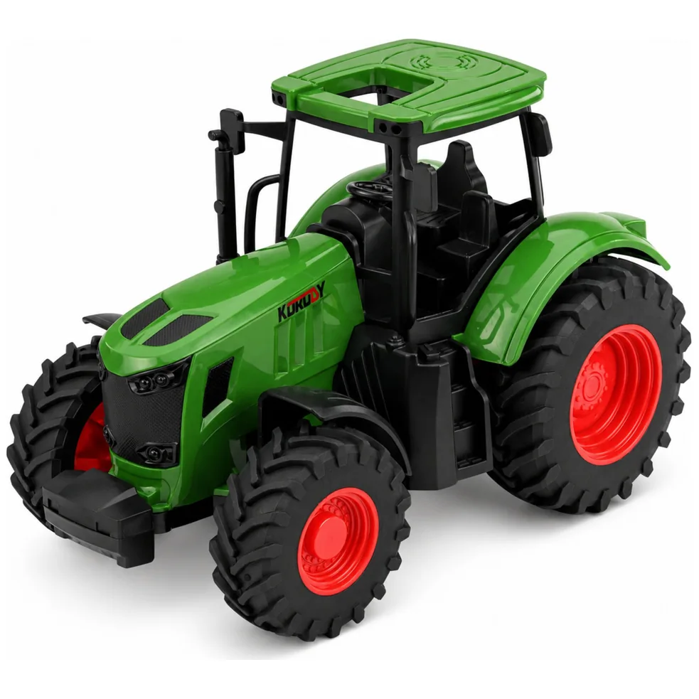 Traktor Rolniczy Farmerski z Przyczepą Wywrotką Gumowe Koła Zielony 1:24 - obrazek 4