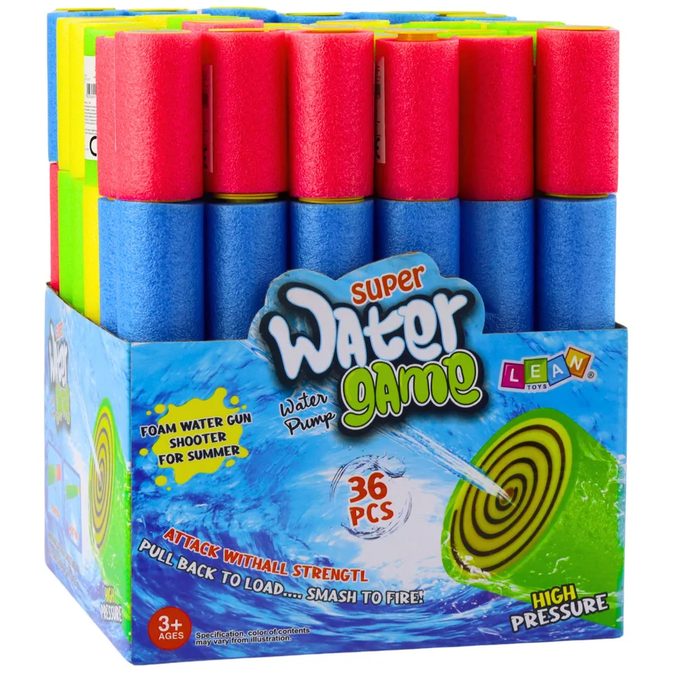 Broń Piankowa Na Wodę Pompka Tuba Wodna Kolorowa 30cm Mix - obrazek 3