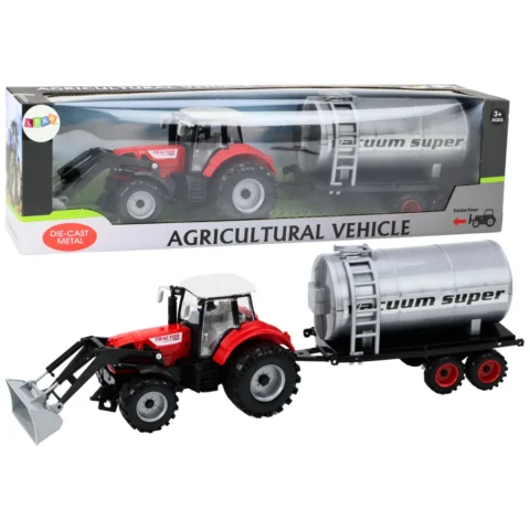 Traktor Rolniczy Koparka z Cysterną Napęd Czerwony