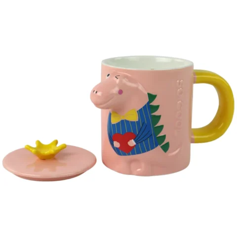 Kubek Z Przykrywką Dinozaur Różowy Dinozaur 400 ml