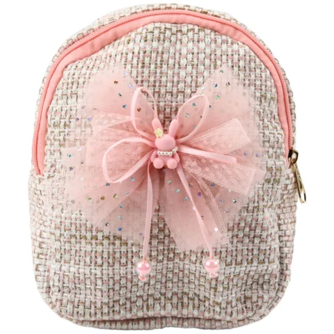 Plecak Dziecięcy Pleciony Kokarda Króliczek Różowy 21cm 2L