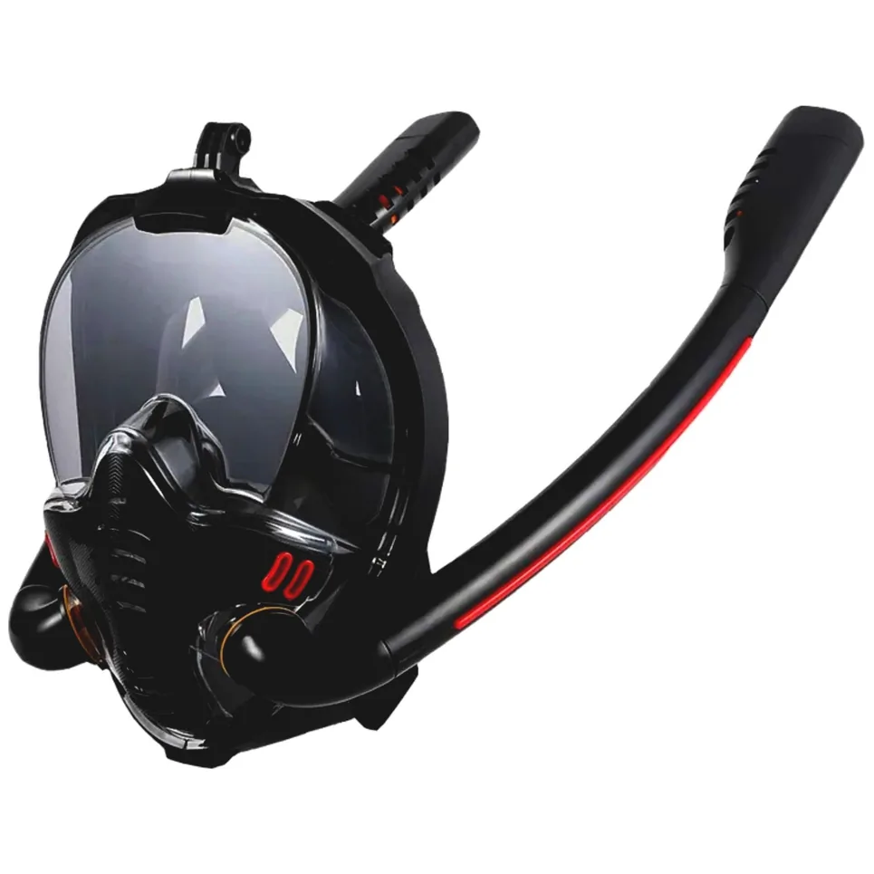 Maska Do Snorkelingu Nurkowania Pełnotwarzowa AntiFog DryTop Czarna L/XL - obrazek 2