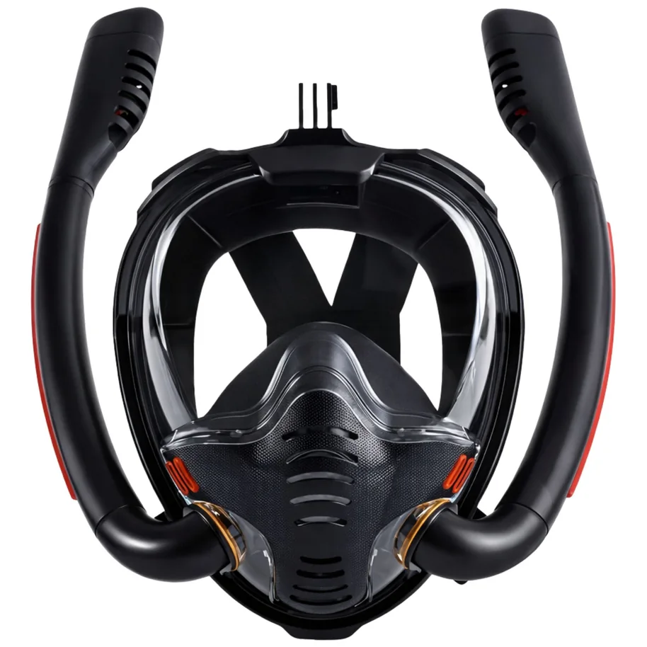 Maska Do Snorkelingu Nurkowania Pełnotwarzowa AntiFog DryTop Czarna L/XL - obrazek 4