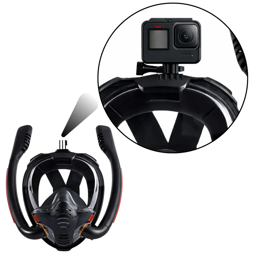 Maska Do Snorkelingu Nurkowania Pełnotwarzowa AntiFog DryTop Czarna L/XL - obrazek 5