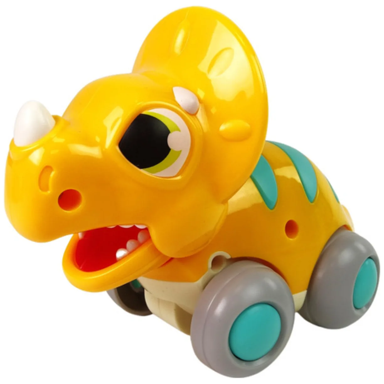 Dinozaur Na Kółkach Żółty Triceratops Figurka - obrazek 2