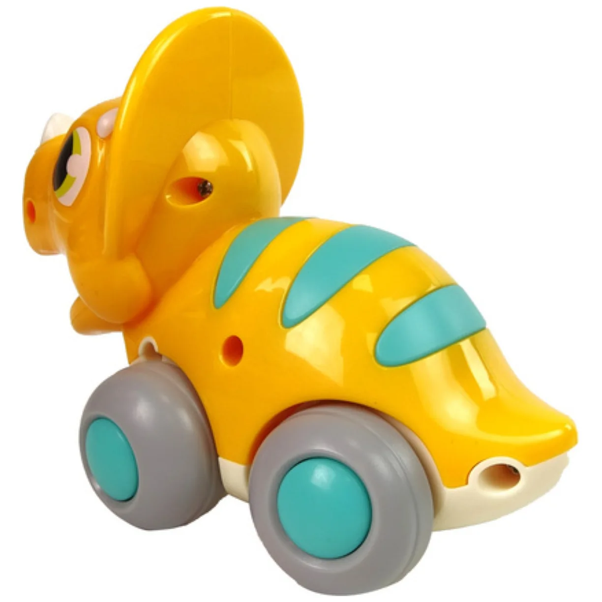 Dinozaur Na Kółkach Żółty Triceratops Figurka - obrazek 4