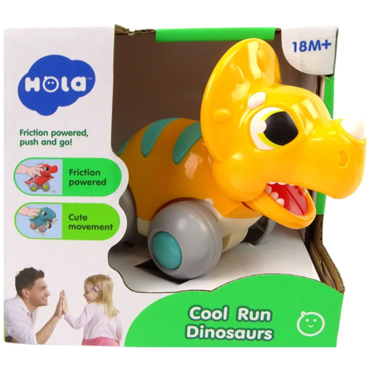 Dinozaur Na Kółkach Żółty Triceratops Figurka - obrazek 5