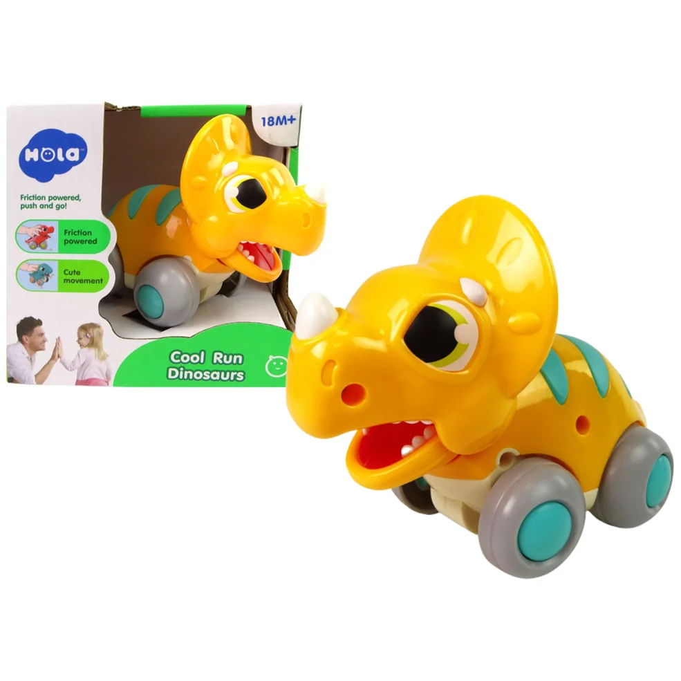 Dinozaur Na Kółkach Żółty Triceratops Figurka