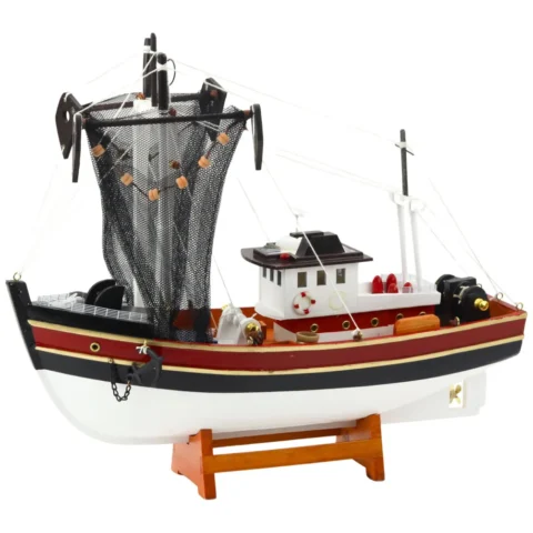 Model Kolekcjonerski Dekoracyjny Statek Kuter Rybacki Sieć Połowowa 38x31cm