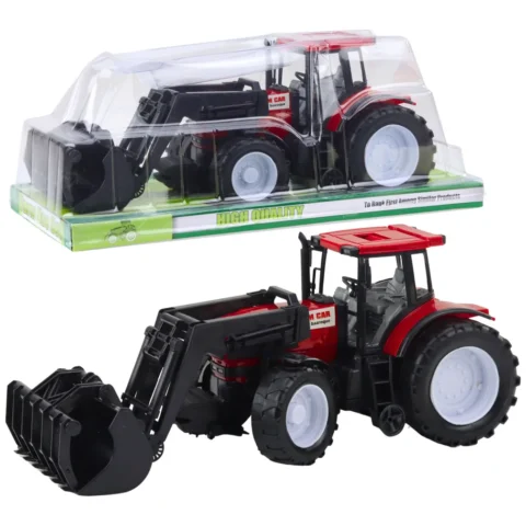 Traktor Pojazd Rolniczy Farmerski Z Chwytakiem Czerwony