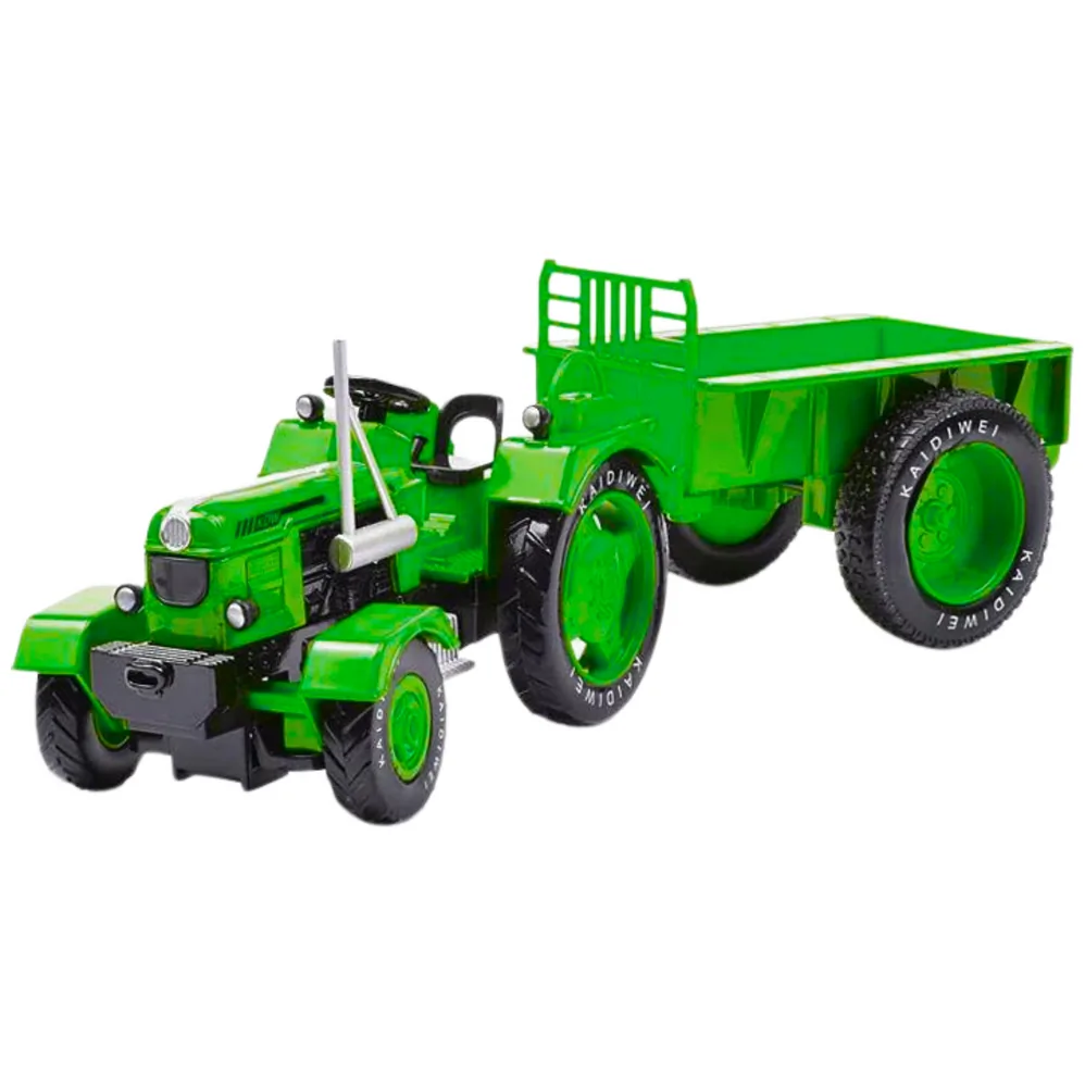 Metalowy Traktor Rolniczy Z Przyczepą Zielony 1:18 - obrazek 2
