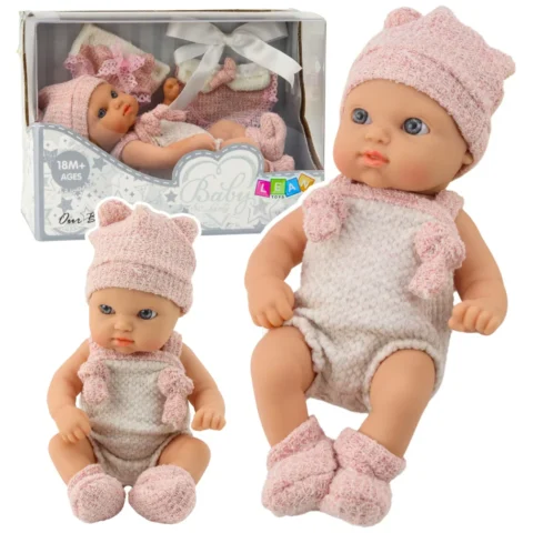 Lalka Bobas Niemowlak Różowe Ubranko Czapeczka Śliniaczek 18 cm