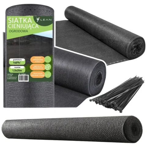 Siatka Cieniująca Na Ogrodzenie Płot Maskująca Szara 1.5M 25M 140g/m²