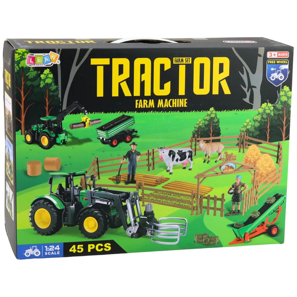 Zestaw Rolniczy Traktor z Przyczepą Zwierzęta Farmerzy Farma 45 el. - obrazek 5