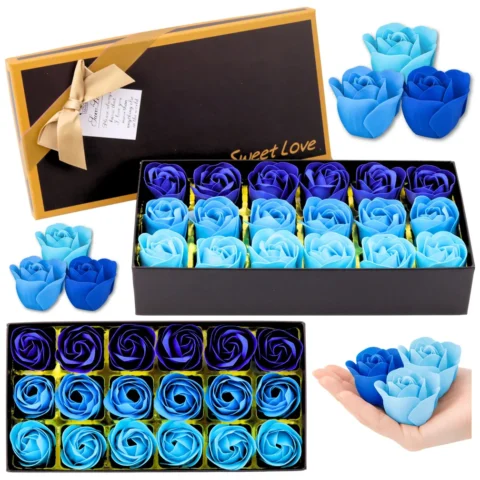 Flower Box Wieczne Pachnące Róże Kwiaty w Pudełku Niebieskie 18 szt.