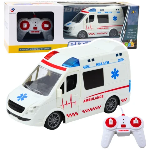 Karetka Ambulans Zdalnie Sterowany RC Światła Dźwięki 1:20 Biały