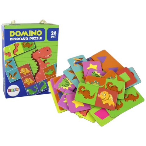 Gra Logiczna Puzzle Dwustronne Domino Dinozaury 10cm x 5cm 28 El.