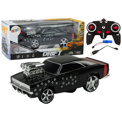 Autko Zdalnie Sterowane 1:18 Drift 360 Światła Dźwięki Czarny