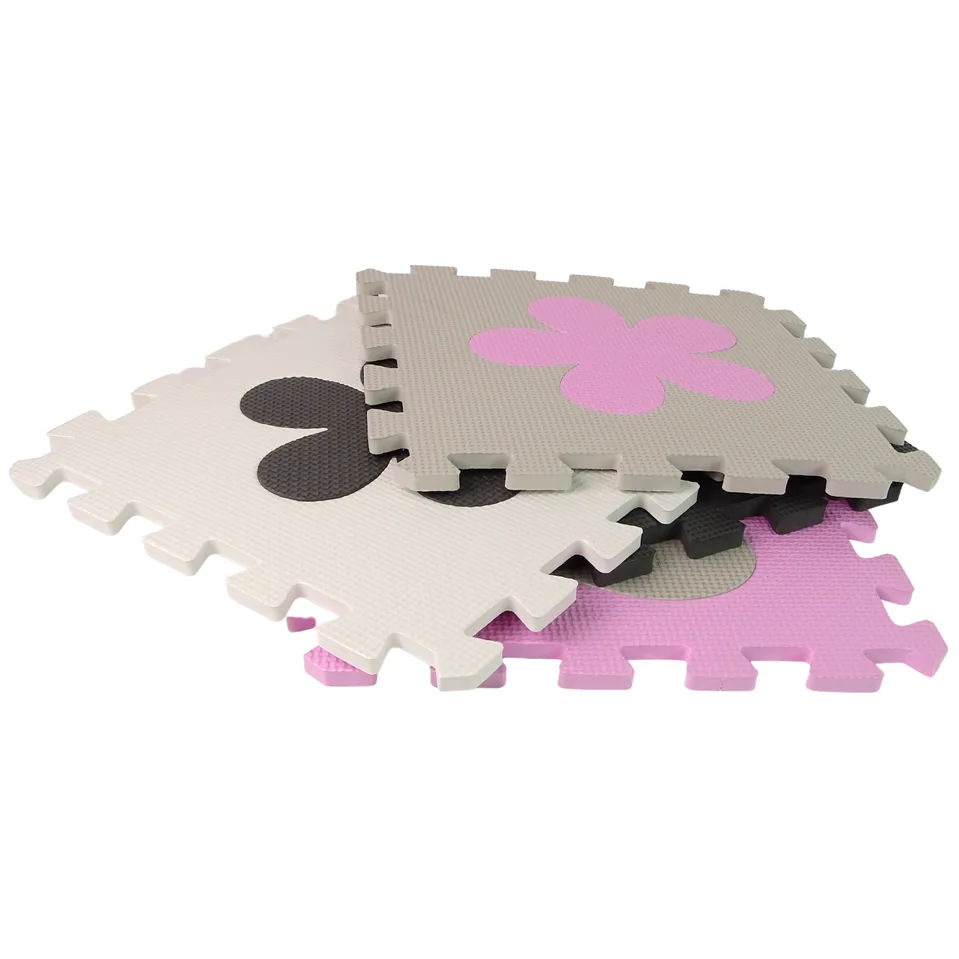 Mata Edukacyjna Piankowa EVA Puzzle Dla Niemowląt Szaro-Różowe 25 el. - obrazek 4