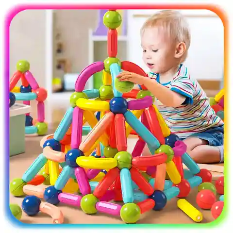 KLOCKI MAGNETYCZNE Konstrukcyjne 128el Patyczki Sticks Edukacyjne + Kuferek Waga produktu z opakowaniem jednostkowym: 1 kg