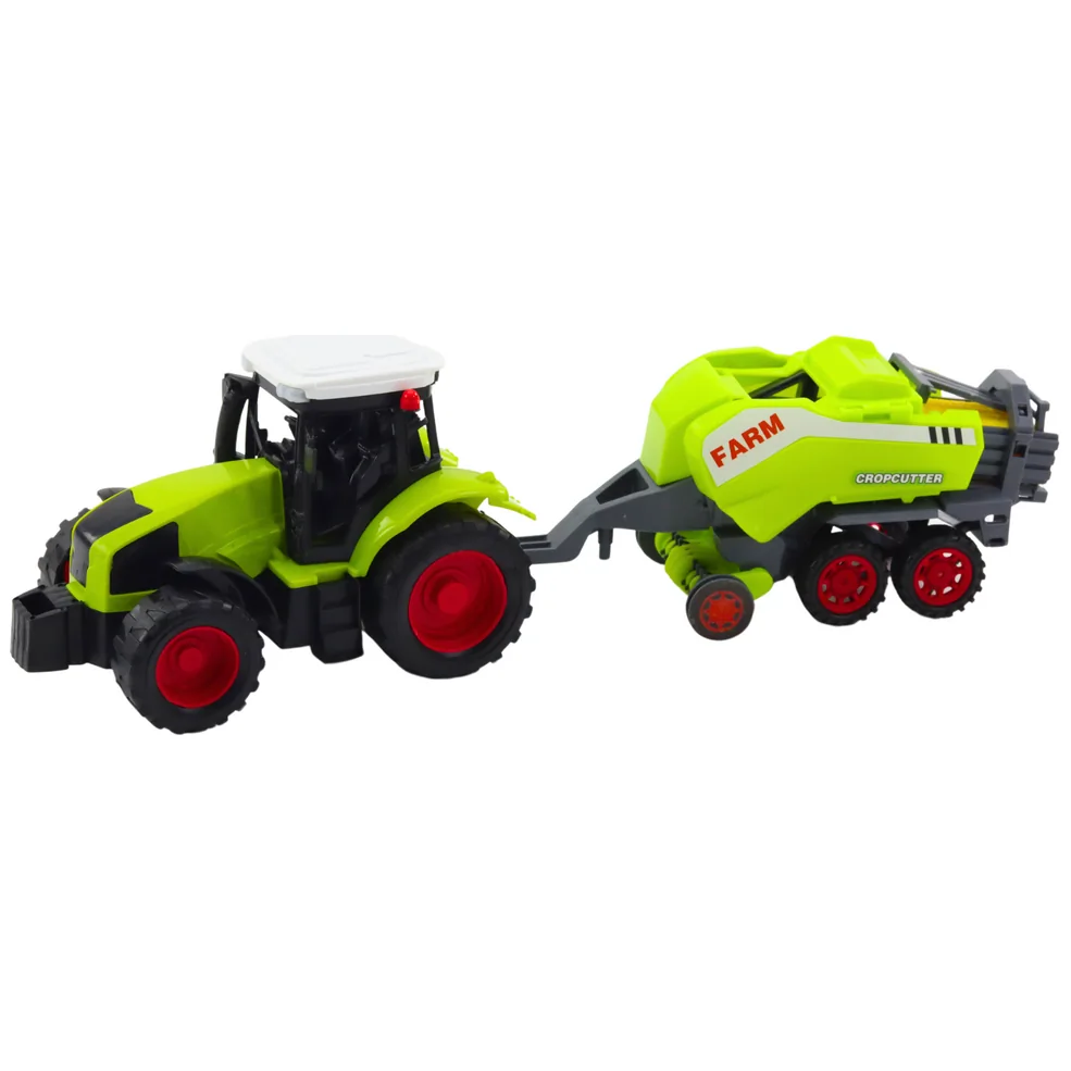 Zestaw Traktor Ciągnik Prasa Rolnicza Do Belowania Siana Zielony - obrazek 3