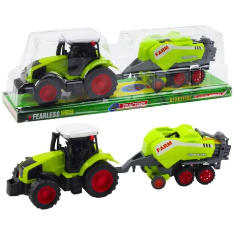 Zestaw Traktor Ciągnik Prasa Rolnicza Do Belowania Siana Zielony