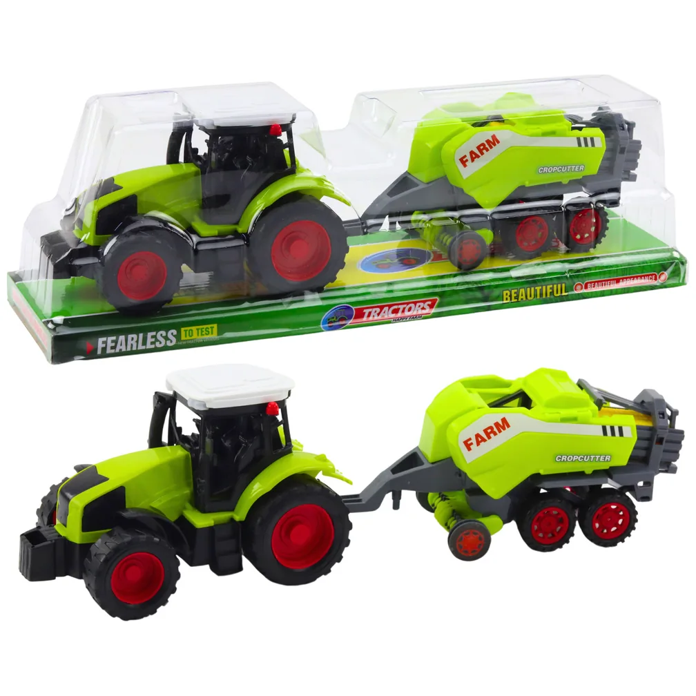 Zestaw Traktor Ciągnik Prasa Rolnicza Do Belowania Siana Zielony