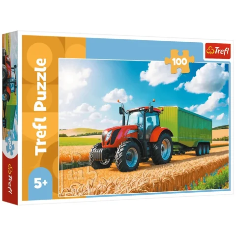 Puzzle - 100 - Maszyny rolnicze - Traktor z przyczepą - Trefl 16494