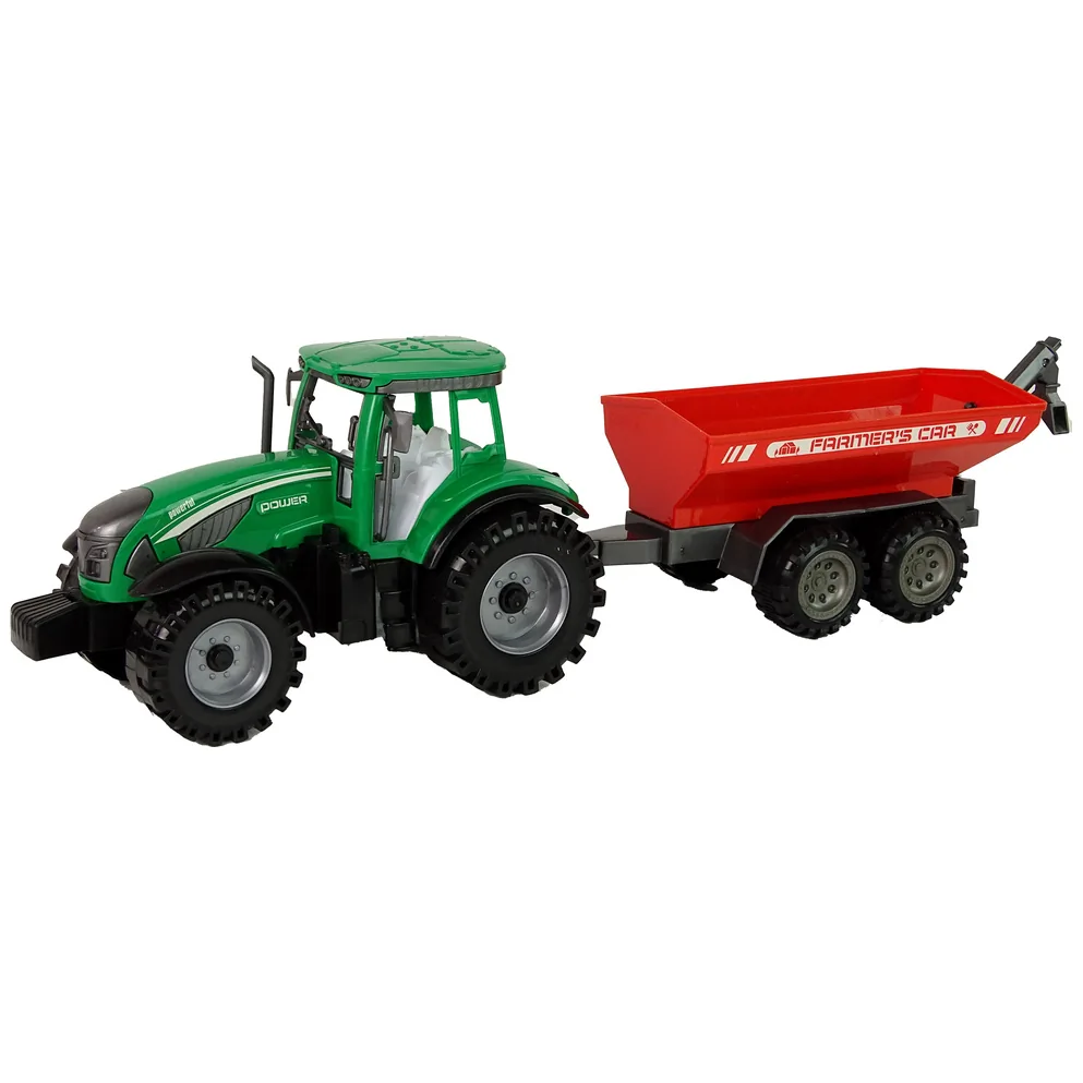 Zielony Traktor z Czerwoną Przyczepką Napęd Frykcyjny - obrazek 2