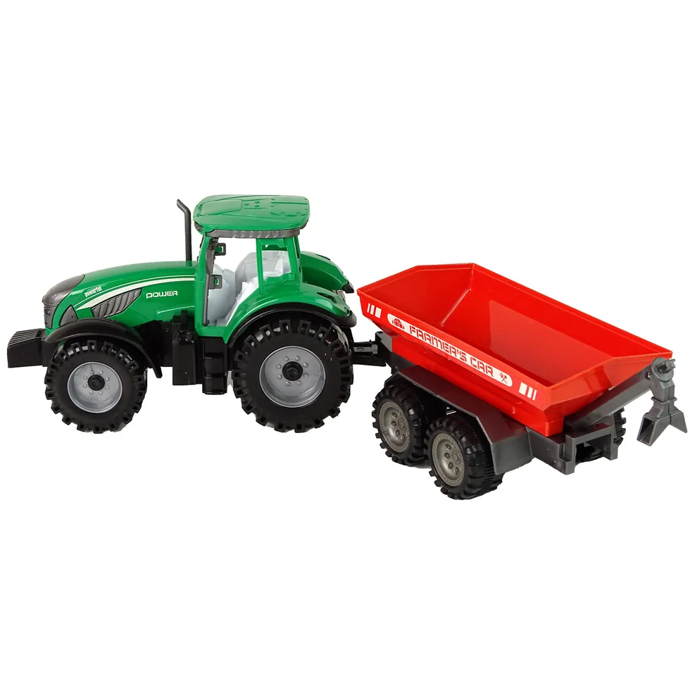 Zielony Traktor z Czerwoną Przyczepką Napęd Frykcyjny - obrazek 8