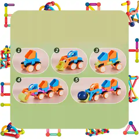 KLOCKI MAGNETYCZNE Konstrukcyjne 128el Patyczki Sticks Edukacyjne + Kuferek Szerokość produktu: 37 cm