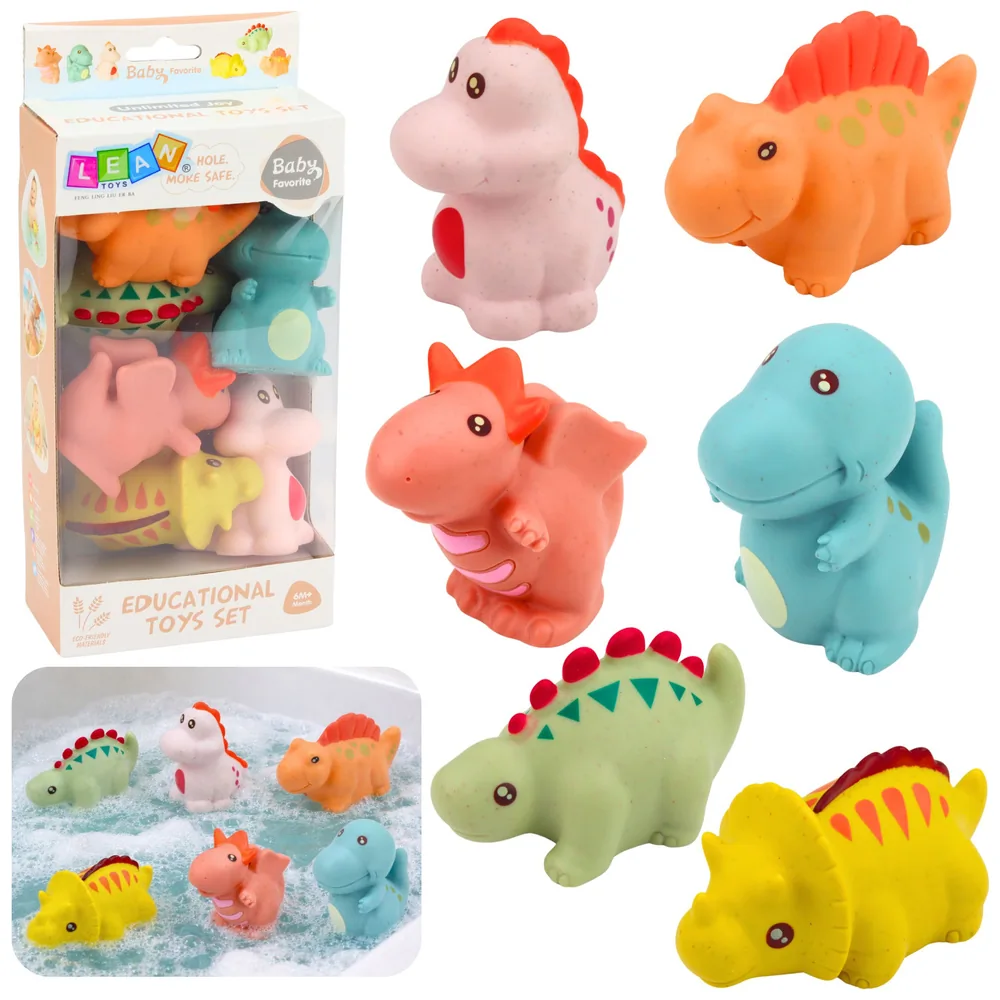 Zestaw Gumowe Dinozaury Edukacyjne Do Kąpieli Zabawy Pastelowe 6 szt.